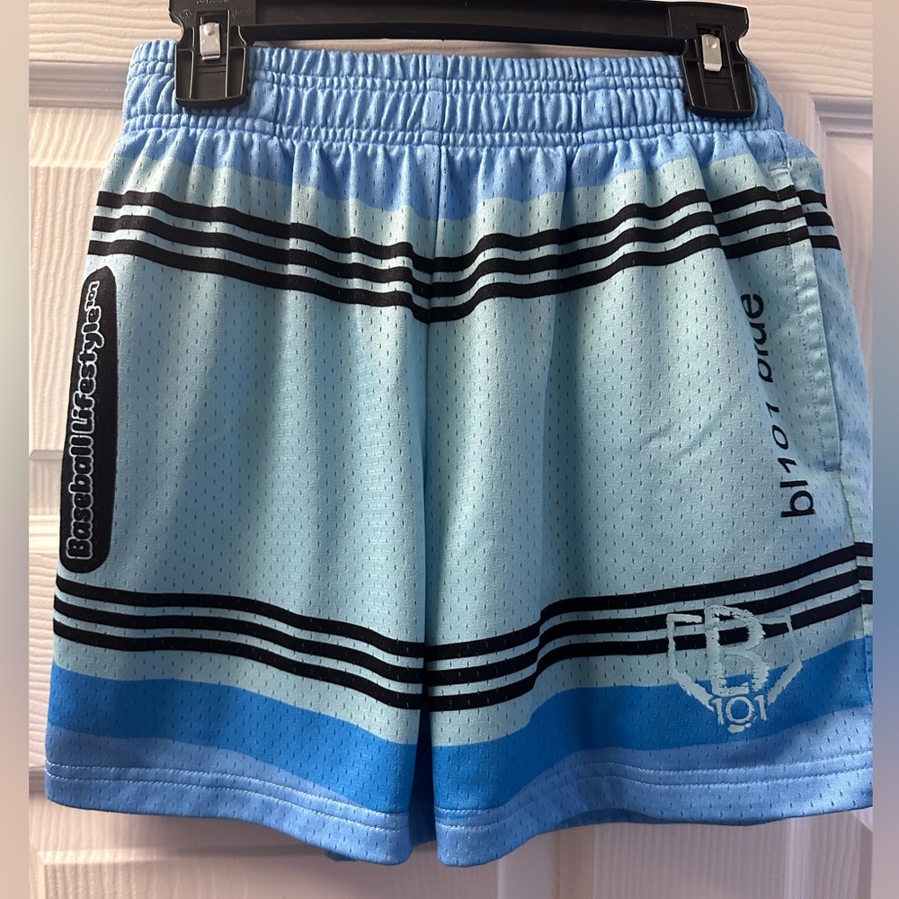 Baseball Lifestyle 101 Boys Blue Crayon Shorts Youth Small